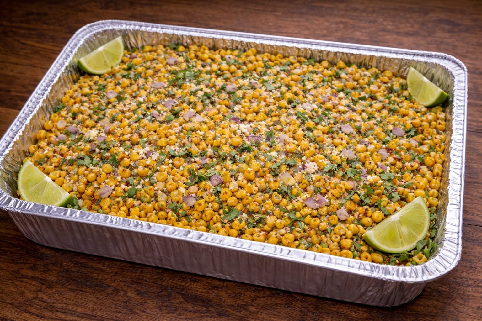 Masala Corn in catering tray